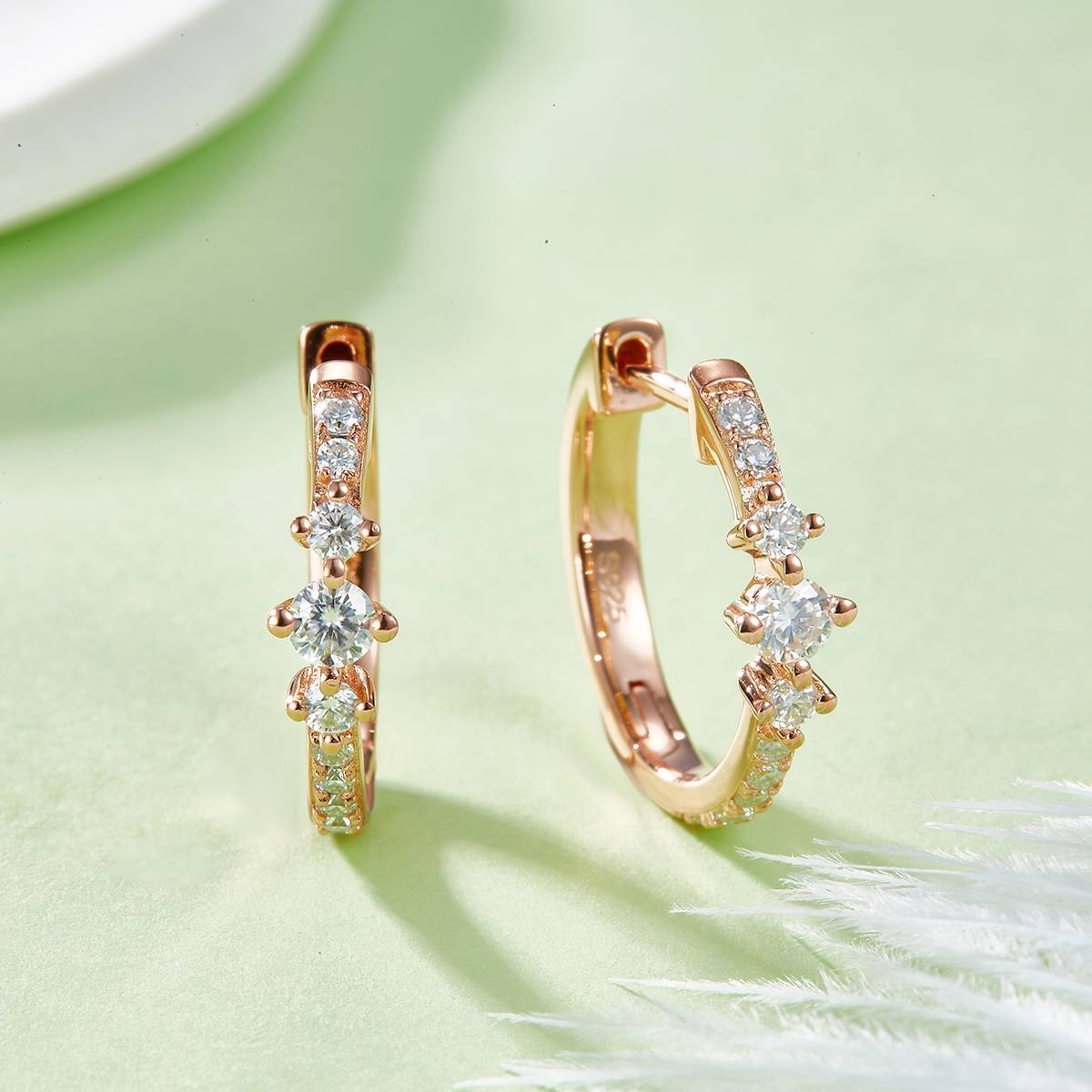 Single Row Half Earrings S925 Silver Moissanite Grade D 0.52CT